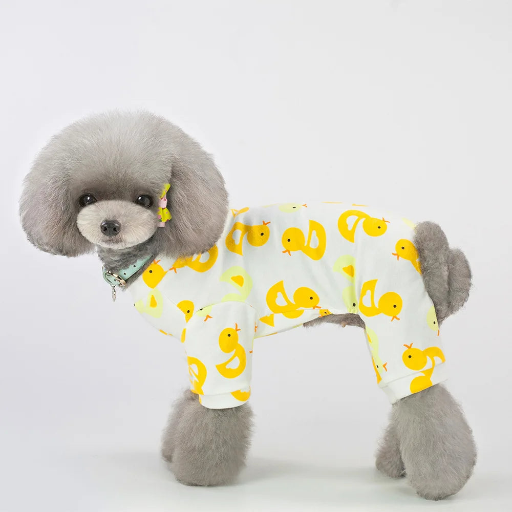 100% Cotton Sweet Donut Dog Pajamas Cat Clothes Pet Onesies Dogs PJS Doggie Jammies Puppy Small Dog Four-Legged Jumpsuit Rompers