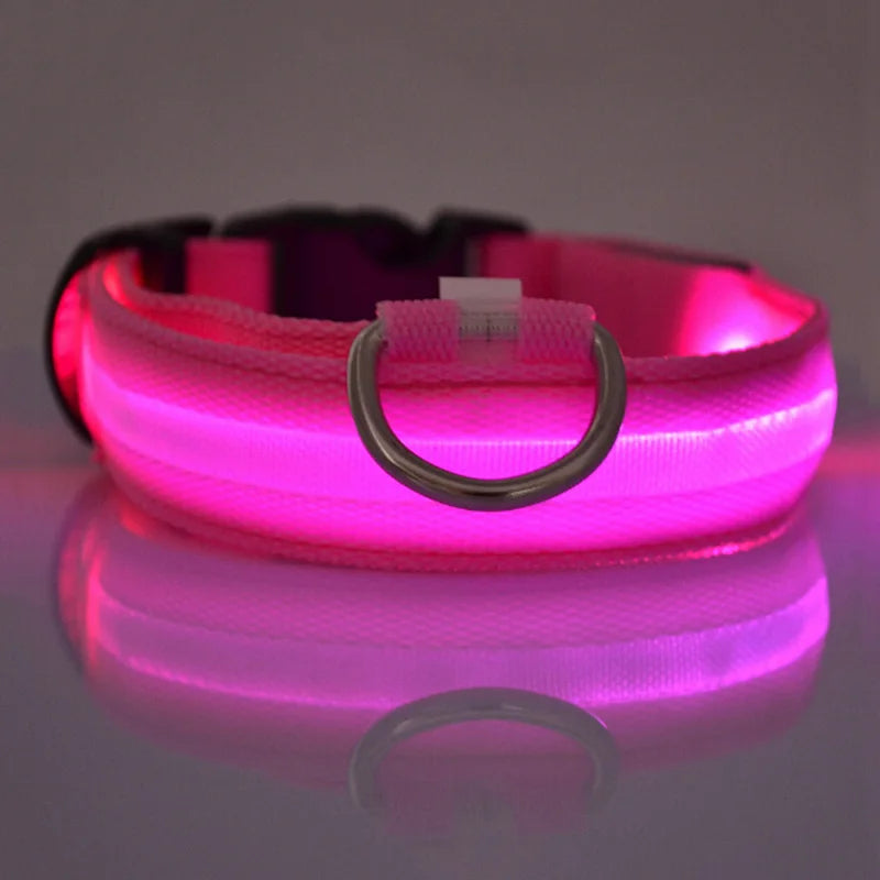 LED Dog Collar, Light Up Dog Collar Adjustable Super Bright Safety Light Glowing Collars for Dogs Night Safety