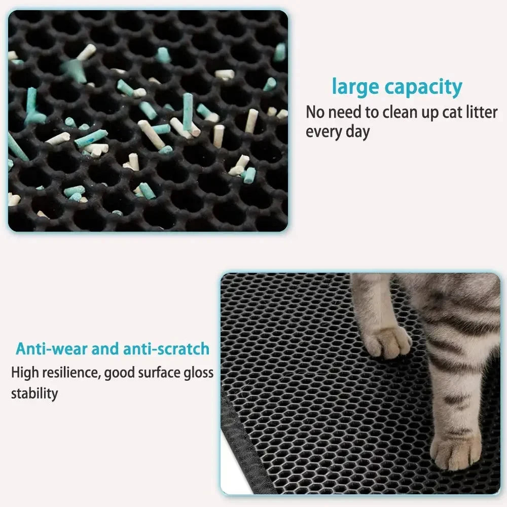 Cats Litter Mat Double Layer EVA Cat Litter Pad Large Hole Anti-Slip Sand Bowl Filter Mat Sandbox Mat for Cat Cats Accessories