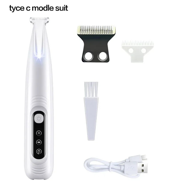 New Dog Paw Trimmer with LED Light Fully Waterproof Pet Hair Trimmer with LED Display Dog Clippers for Grooming 18mm Widen Blade