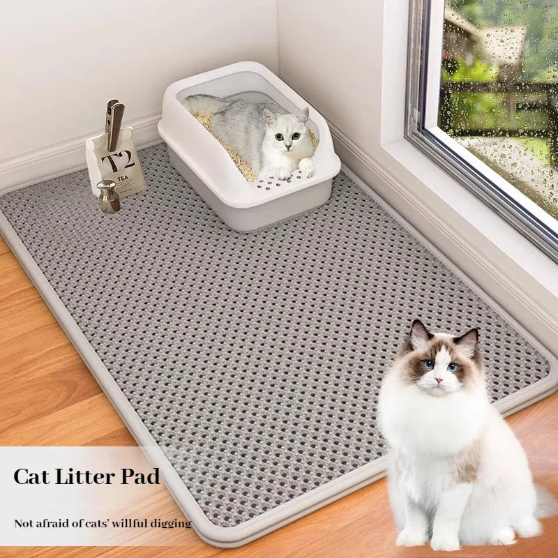 Cats Litter Mat Double Layer EVA Cat Litter Pad Large Hole Anti-Slip Sand Bowl Filter Mat Sandbox Mat for Cat Cats Accessories