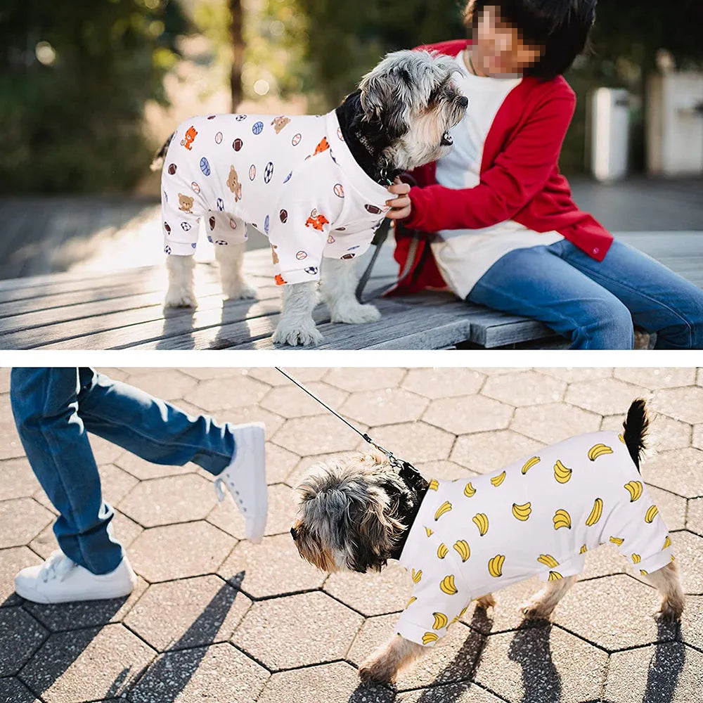 100% Cotton Sweet Donut Dog Pajamas Cat Clothes Pet Onesies Dogs PJS Doggie Jammies Puppy Small Dog Four-Legged Jumpsuit Rompers