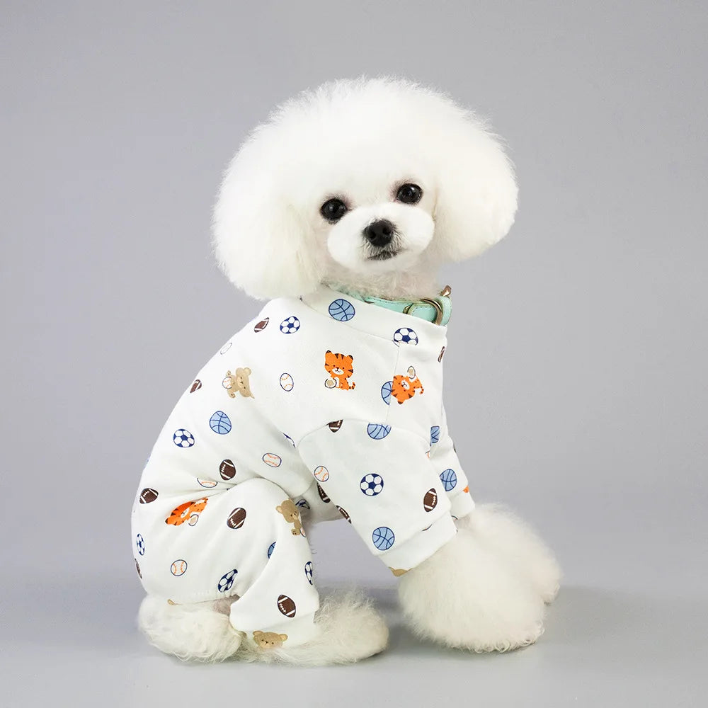 100% Cotton Sweet Donut Dog Pajamas Cat Clothes Pet Onesies Dogs PJS Doggie Jammies Puppy Small Dog Four-Legged Jumpsuit Rompers