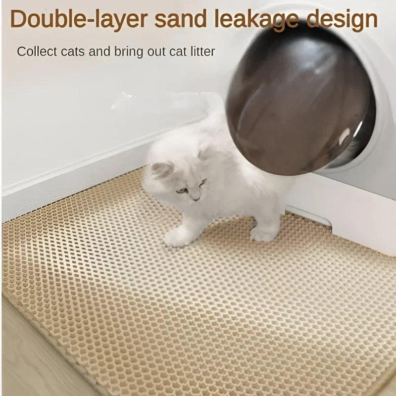 Cats Litter Mat Double Layer EVA Cat Litter Pad Large Hole Anti-Slip Sand Bowl Filter Mat Sandbox Mat for Cat Cats Accessories