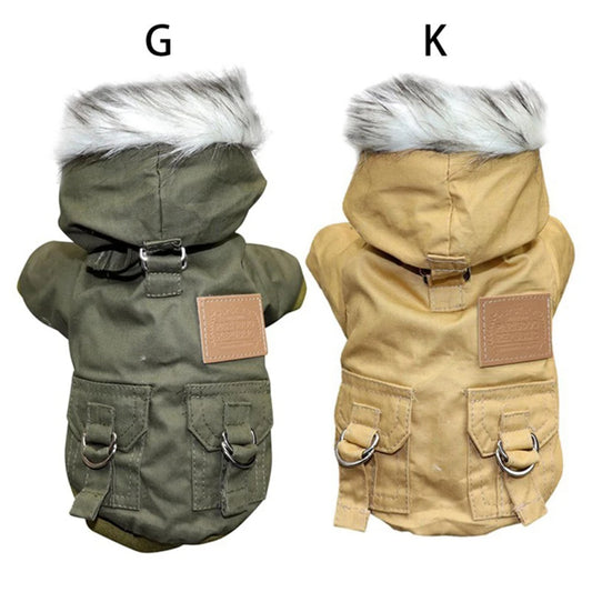 Dog Pet Winter Thickened Hiking Coat With Hooded Coat Soft And Comfortable Dog Coat Jacket Outdoor Sports Pet Clothing