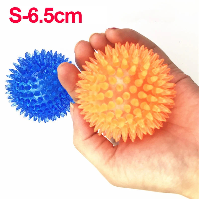 Pet Dog Toys Cat Puppy Sounding Toy Polka Squeaky Tooth Cleaning Ball TPR Training Pet Teeth Chewing Toy Thorn Balls Accessories