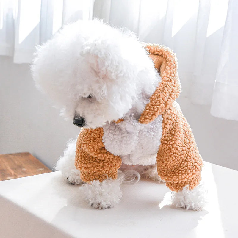 Berber Fleece Puppy Dog Hooded Sweater with Buckle Winter Warm Pet Clothes for Small Dogs Pomeranian Yorkie mascotas Sweatshirts