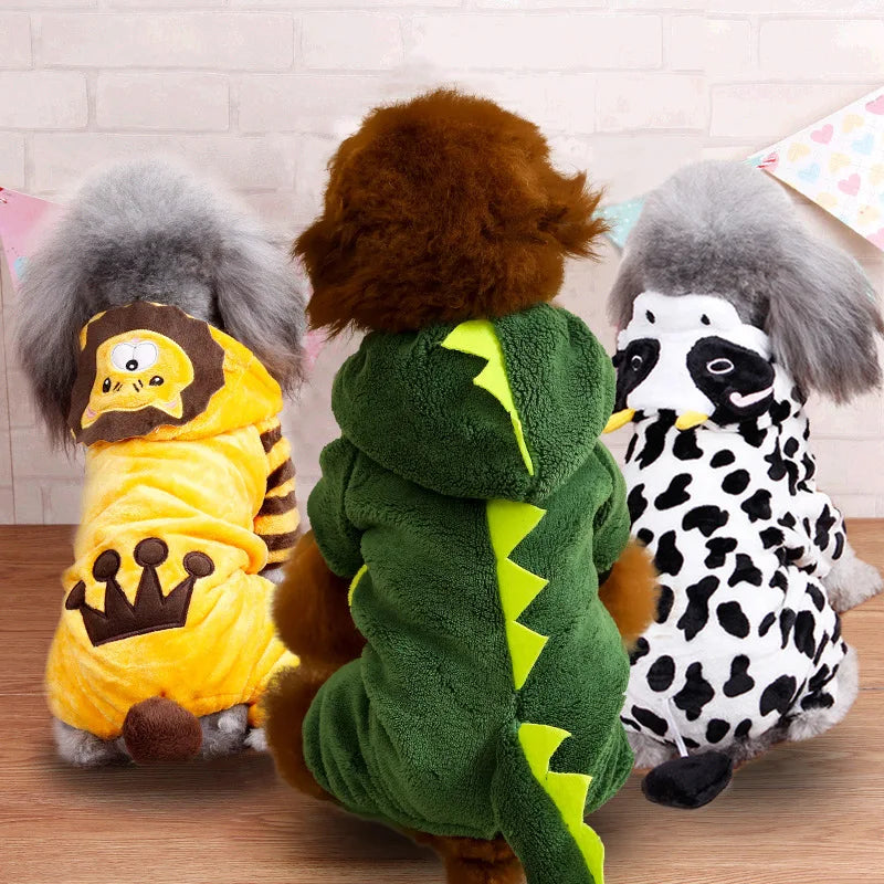 Winter Warm Dog Clothes Pet Clothes for Small Medium Dogs Chihuahua Teddy Puppy Cat Dinosaur Outfit Pet Dog Hoodies