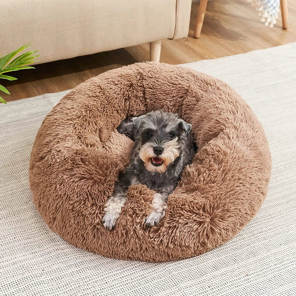 40-90cm Round Pet Bed for Large Dog Bed Super Soft Cat Bed Long Plush Dog House for Medium Dog House Winter Warm Sleeping