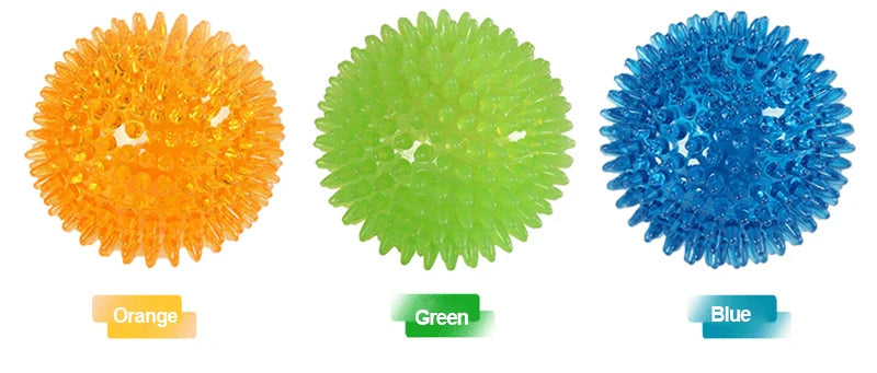 Pet Dog Toys Cat Puppy Sounding Toy Polka Squeaky Tooth Cleaning Ball TPR Training Pet Teeth Chewing Toy Thorn Balls Accessories