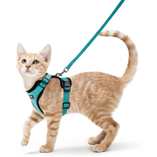 Cat Harness and Leash for Walking,Escape Proof Soft Adjustable Vest Harnesses for Cat,Breathable Reflective Strips Jacket