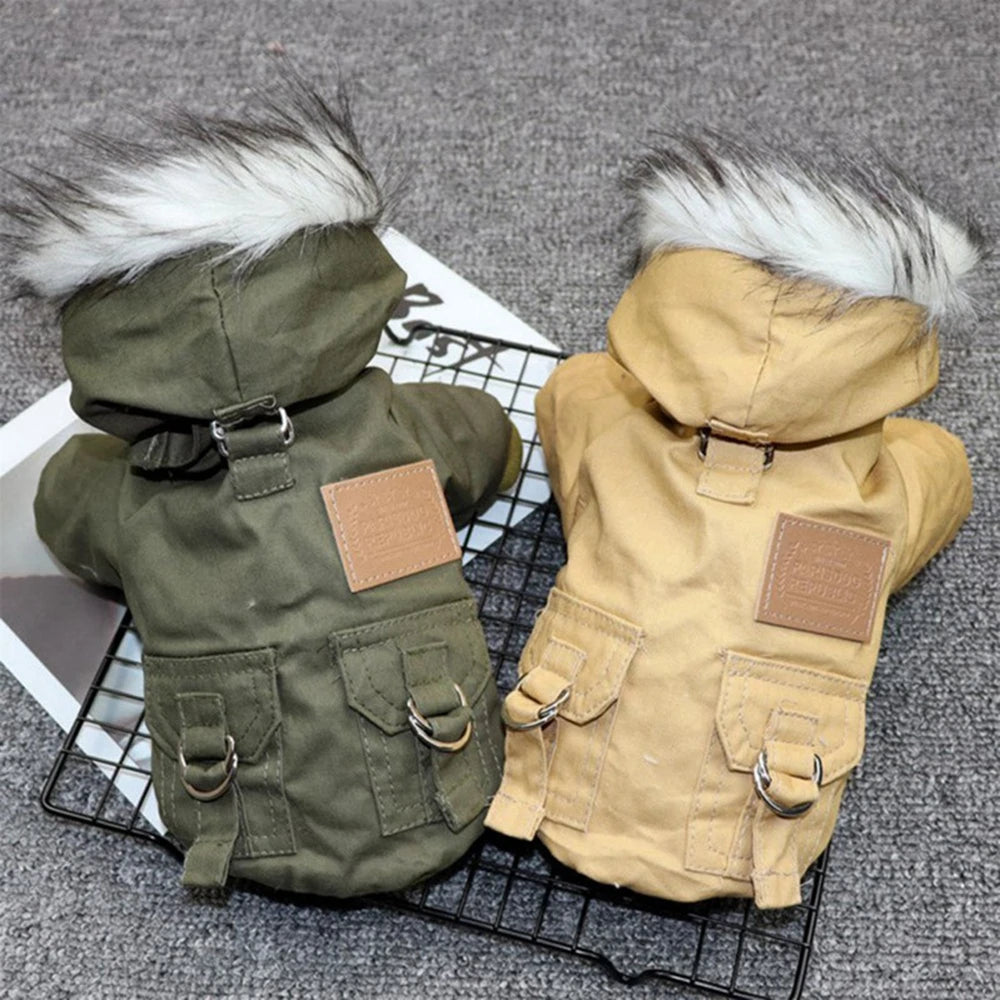 Dog Pet Winter Thickened Hiking Coat With Hooded Coat Soft And Comfortable Dog Coat Jacket Outdoor Sports Pet Clothing