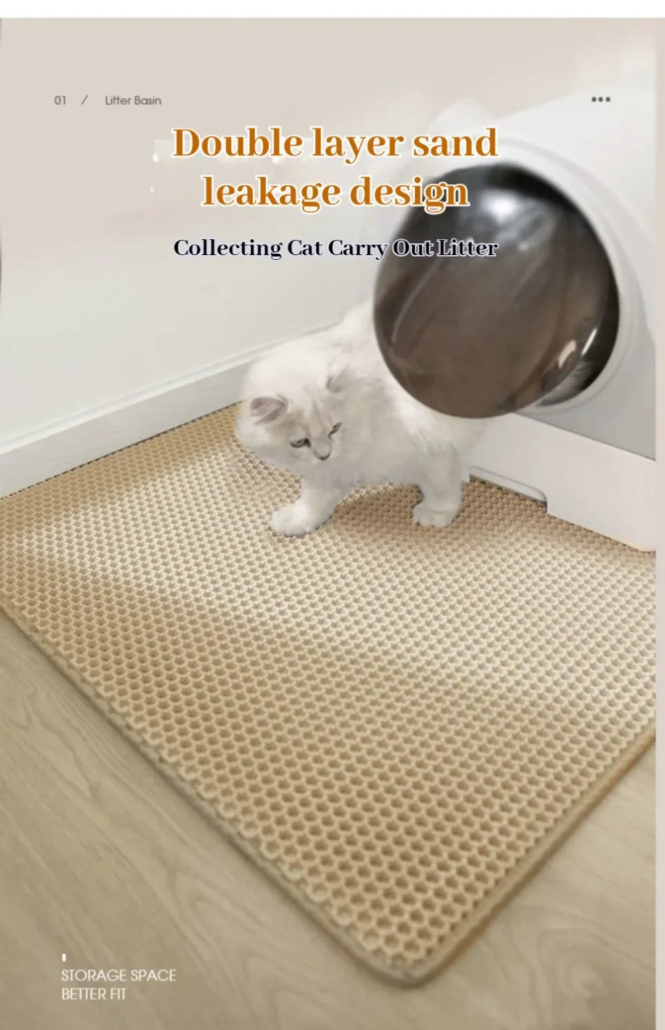 Cats Litter Mat Double Layer EVA Cat Litter Pad Large Hole Anti-Slip Sand Bowl Filter Mat Sandbox Mat for Cat Cats Accessories