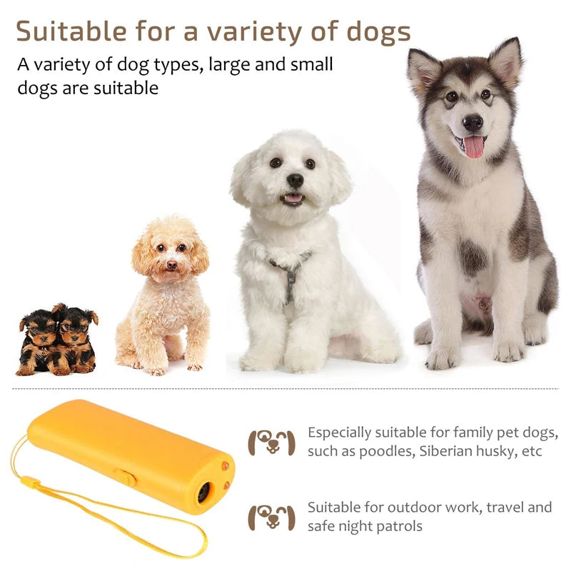 3 In 1 Anti Barking Stop Bark Dog Training Device Dog Training Repeller Control LED Ultrasonic Anti Bark Barking